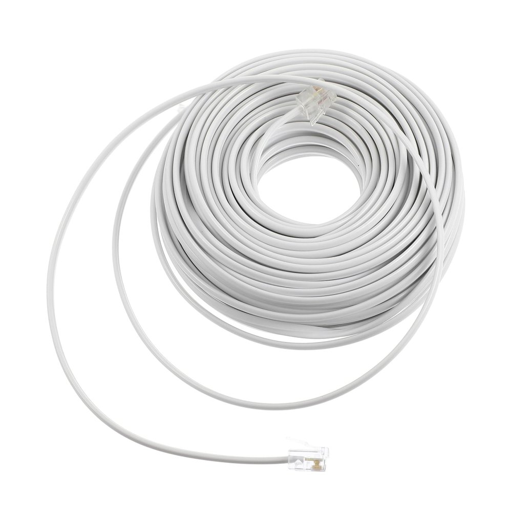 Gadpiparty 20m Stable Performance White Telephone Extension Cord Cable Wire for Landline
