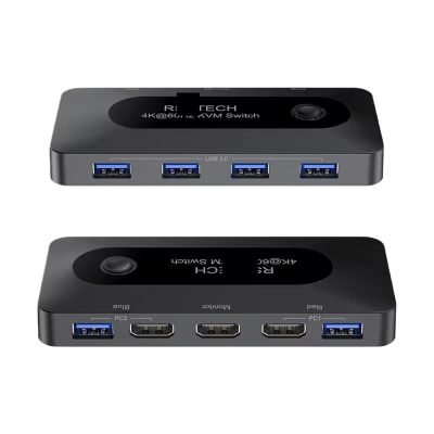 F7X3K0Z USB KVM Switcher HDMI 4K@60Hz for 2 PC Laptop Share Keyboard Mouse Printer and one HD Monitor One Button Switch USB Hub