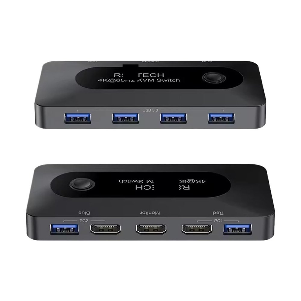 F7X3K0Z USB KVM Switcher HDMI 4K@60Hz for 2 PC Laptop Share Keyboard Mouse Printer and one HD Monitor One Button Switch USB Hub