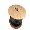 1000ft RG 223 on reel 50 ohm Double Shielded Coaxial cable black PVC jacket wound on a sturdy wooden reel (dimension: 12inch x 9inch) with length markings and "RG223" printed along outer sheath view 4