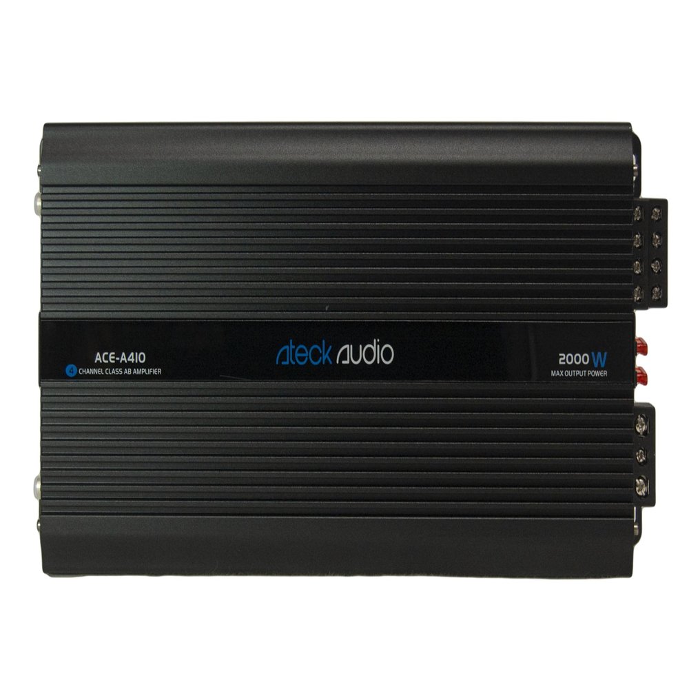 Ateck Audio ACE-A410 4-Channel Class AB Car Amplifier, 2000W Max Output Power, Black