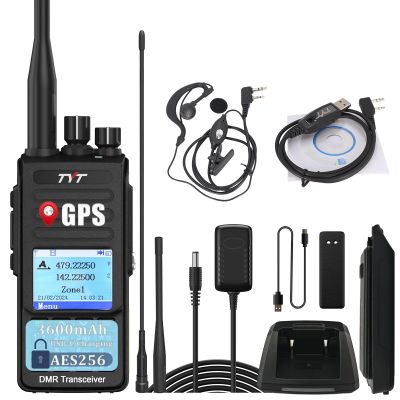 TYT DMR MD-UV390 Plus Radio AES256 Encryption 10W Dual Band GPS Walkie Talkie USB-C Charging Long Range Digital&Analog Handheld Radio 3600mAh with Full Kit