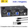 Y9S5QZ5 8K@60Hz KVM Switch 2 HDMI-Compatible USB 3.0 Hub Docking Station Switcher Selector Computers Share Keyboard Monitor Devices view 2