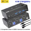 Y9S5QZ5 8K@60Hz KVM Switch 2 HDMI-Compatible USB 3.0 Hub Docking Station Switcher Selector Computers Share Keyboard Monitor Devices view 4