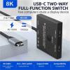 ZOZ03Y0 Bi-Directional 8K USB C KVM Switch USB3.1 Type-C Splitter Cable for Video 8K@30Hz 4K@120Hz PD 100W 10Gbps view 3