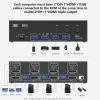 ZOZ03Y0 KVM Switch 3 Monitors 3 Computers HDMI 4K144Hz, Dual Monitor KVM Switch Support Simulation EDID,Sharing Keyboard and Mouse(AU Plug) view 2