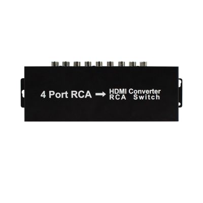 ZOZ03Y0 4port RCA to HDMI Converter RCA Switch AV to HDMI 4AV in 1HDMI 2AV Out AV to HDMI for DVD PS*2 N64 SNES TV Projector Monitor(with UK Plug)