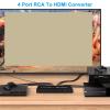 ZOZ03Y0 4port RCA to HDMI Converter RCA Switch AV to HDMI 4AV in 1HDMI 2AV Out AV to HDMI for DVD PS*2 N64 SNES TV Projector Monitor(with UK Plug) view 4