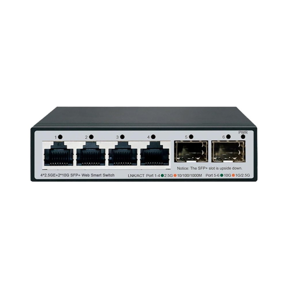 ZOZ03Y0 4 * 2.5G+2 * 10G SFP+ Web Smart Switch,6-Ports Intelligent Switch L2- Web Device, hosted Switch