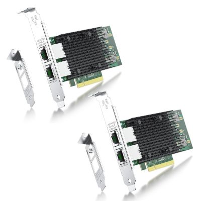 10Gb NIC Dual RJ45 Port PCIe Network Card with Intel X540-AT2 Controller, 10G Ethernet Converged Network LAN Adapter, Support Windows/Linux/Vmware/ESX/Freebsd Server, Compare to Intel X540-T2, 2 Pack