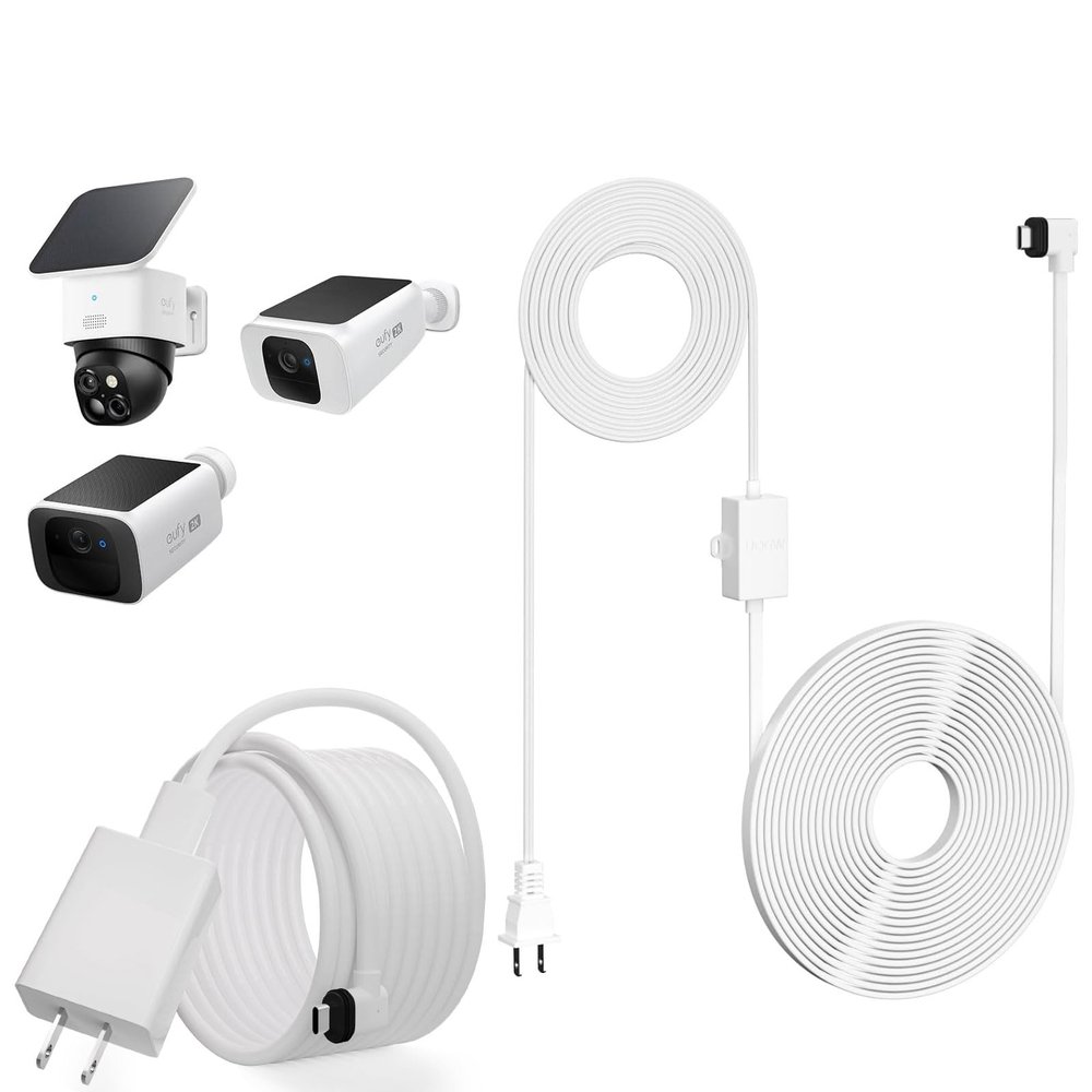 20FT Power Extension Cable + 30FT Power Adapter for eufy SoloCam S220/SoloCam S340/eufyCam S300 (eufyCam 3C),Weather Resistant Extension Type C Cable Continuously Charging Your Security Cameras