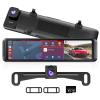 4K Rear View Mirror Camera with Carplay & Android Auto: 11.26" Smart Touch Screen Mirror Dash Cam Front and Rear with Voice Control, Parking Monitor, Reverse Assist for Car Truck SUV Van (64GB Card) view 1