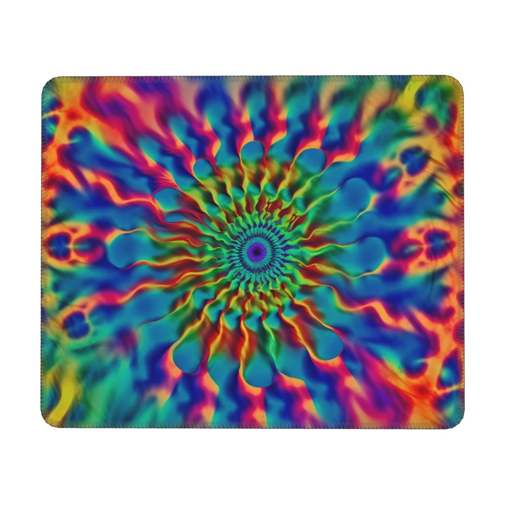 Color tie-dye Mousepad with Anti-fray Stitching, Comfortable Gaming Mousepad with Non-Slip Rubber Base, Waterproof Computer Mousemat Washable Mousepads for Laptop 10 x 12 inch