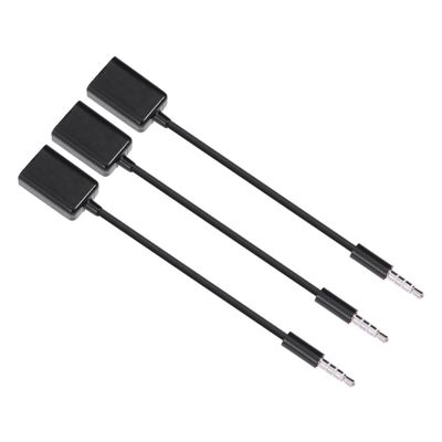 3PCS USB to 3.5MM Aux Audio Cable for 12V Vehicle MP3/CD Player Compatible Black