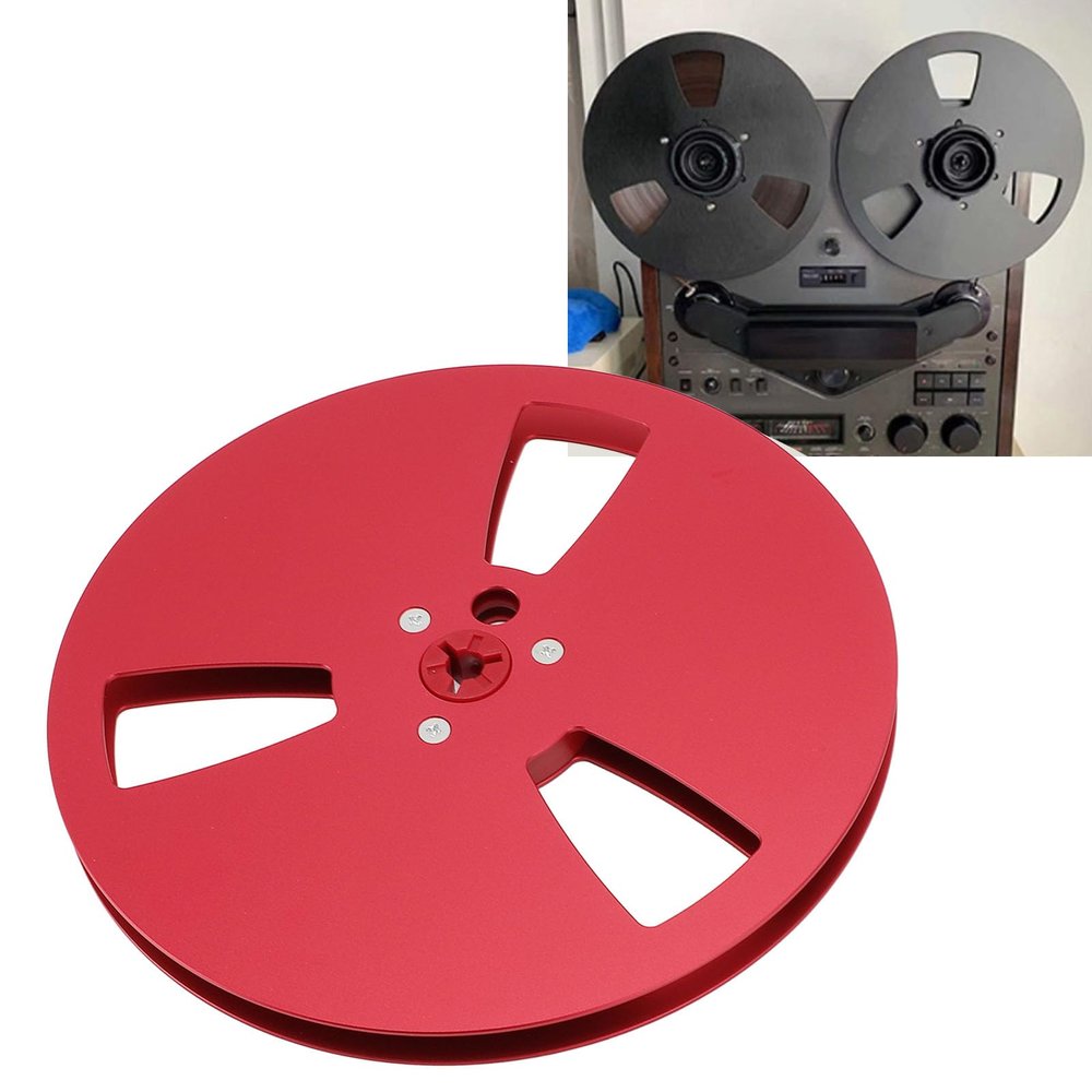 1/4 inch 7-inch Empty Tape Reel, Aluminum Alloy Universal Open Reel for ReVox, Studer, and Other Tape Machines (Red)