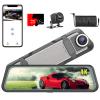 10" 4K Mirror Dash Cam Rear View Mirror Camera, Full HD Car Camera - WiFi Dash Cam Front and Rear for Cars & Trucks with Night Vision, Parking Assistance, G-Sensor, Included 128G Card & GPS (10 inch) view 1