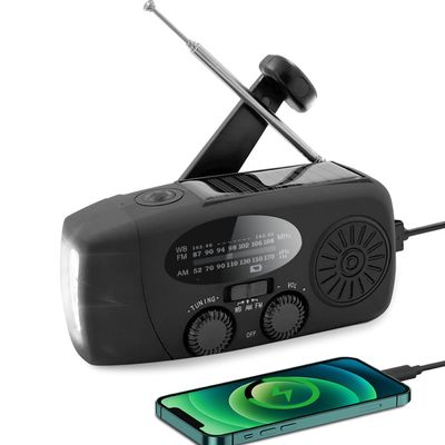 Emergency Weather Radio, Solar Hand Crank Radio AM/FM NOAA 2000mAh Black
