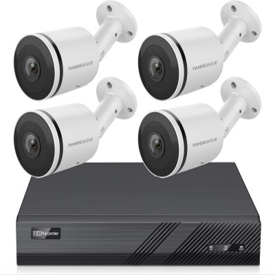 Panoeagle 4K Poe Security Camera System, 4K 8CH PoE NVR, 4PCs x 8-Megapixel Bullet IP Cameras, Smart Human Vehicle Detection, 98ft EXIR 2.0 Night Vision, Two Way Audio, No HDD