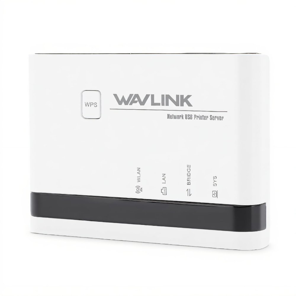Wireless Print Server, 10/100Mbps Ethernet to USB 2.0 Network Print Server, Share up to 4 Printers, Ethernet USB Printer Server Adapter for 8 10 11, for OS X (with Power Cord)