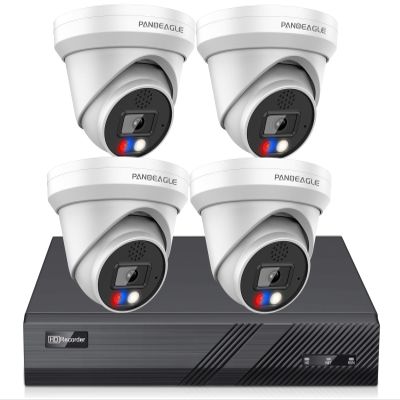 Panoeagle 4K Poe Security Camera System, 8MP IP PoE Camera F1.0 Full Color, Active Deterrent Camera Red and Bule Light Flashing, Two-Way Audio, 4K 8CH POE NVR, 8Port Network Video Recorde, No HDD
