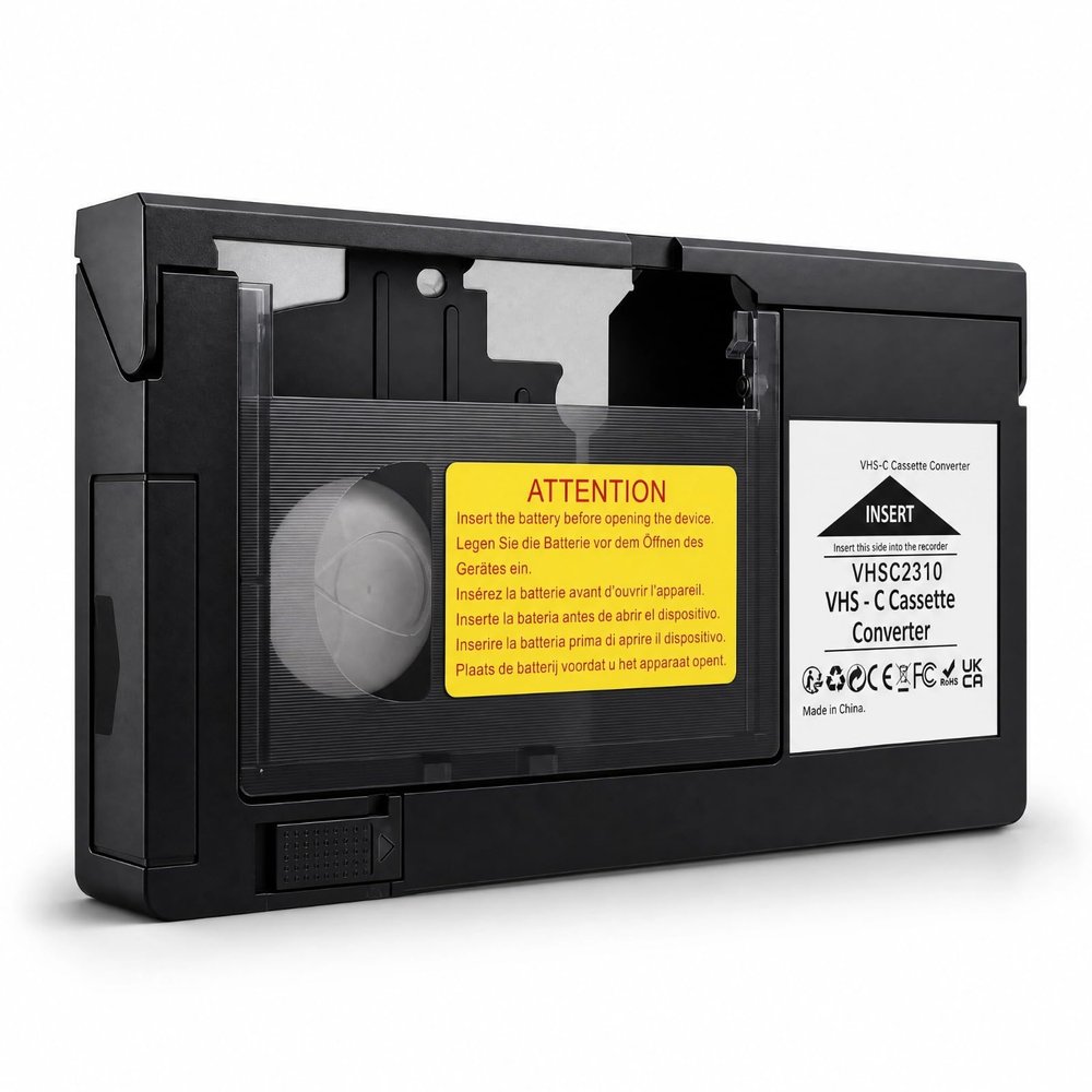 Diyeeni VHS C Tape Cassette Adapter, Motorized VHS to VHS C Cassette Adapter, Compatible 12mm SVHS VHSC to VHS, for VCR Player, Video Cassette Player and VHS to Digital Converting