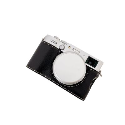 KSNWZ Leather Camera Half Case for Fujifilm X100VI, Retro Style Camera Case, Anti-Scratch and Wear-Resistant, Camera Case with Flip Case Cover Shoulder Strap,Black