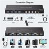 L6AS0F7 8K HDMI KVM Switch 1 Monitors 4 Computers 4K 144Hz 4x1 USB 3.0 KVM Switch for 4 PC Share Keyboard Mouse(UK Power Plug) view 2