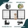 Semiocthome Freestanding Dog Gates and Barriers Indoor Pet Gates for Doorways and Stairs 24"H- 3 Panels Puppy Gate with 2 Metals Stands Adjustable Safety Fence Wire Dog Gate with Bamboo Frame - Black view 3
