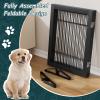 Semiocthome Freestanding Dog Gates and Barriers Indoor Pet Gates for Doorways and Stairs 24"H- 3 Panels Puppy Gate with 2 Metals Stands Adjustable Safety Fence Wire Dog Gate with Bamboo Frame - Black view 4