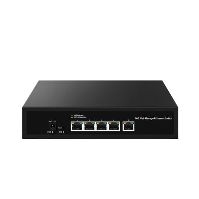 ZOZ03Y0 10G Switch 5 Port Web Managed Network Switch 10000Mbps Smart Managed Home Lab Ethernet Switch LACP/VLAN/DHCP Client(US Adapter)