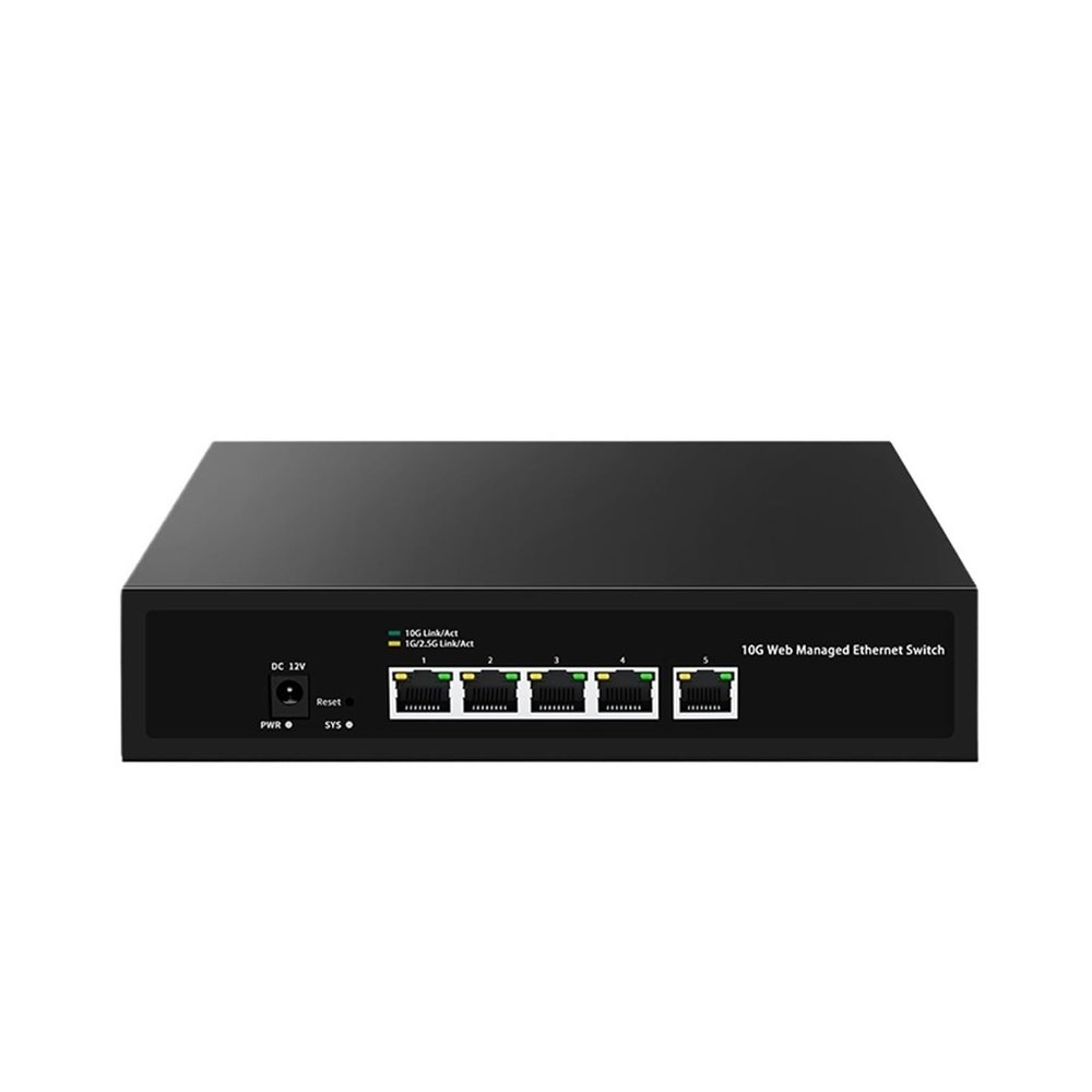 ZOZ03Y0 10G Switch 5 Port Web Managed Network Switch 10000Mbps Smart Managed Home Lab Ethernet Switch LACP/VLAN/DHCP Client(US Adapter)