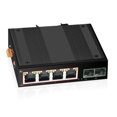 ZOZ03Y0 Industrial Ethernet Switch Gigabit POE Industrial Switch Fast Network 10 Port 10/100/1000Base-T DIN IP40 Outdoor Network Switch(4-POE 2-SFP)
