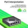 ZOZ03Y0 5 Port Gigabit Ethernet Switch 1000BASE-T Network Switcher Plug and Play Networking Hub Internet Splitter TL-SG1005D(EU Adapter) view 3