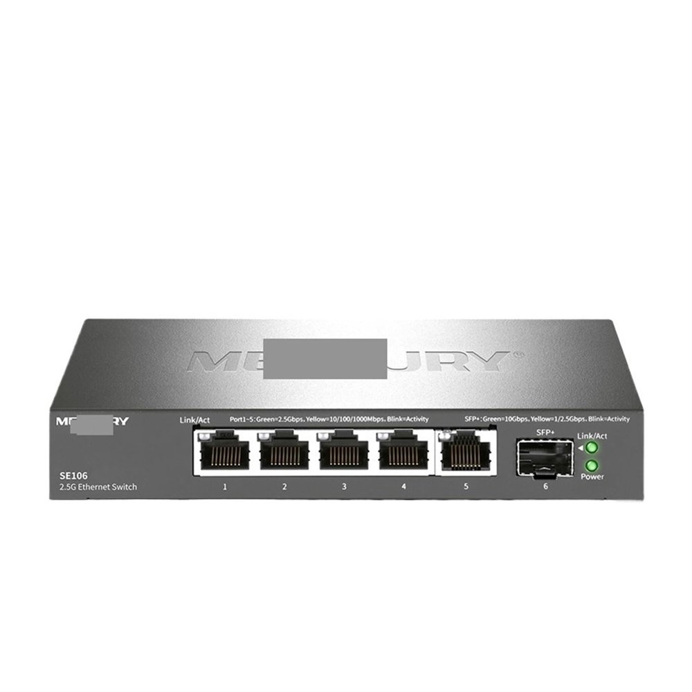 P98LJZQ 2.5G Network Switch 5 Port 2500Mbps Ethernet Switch with 10G SFP+ Unmanaged Home Lab Setup Small Hub Internet Splitter(EU Adapter)