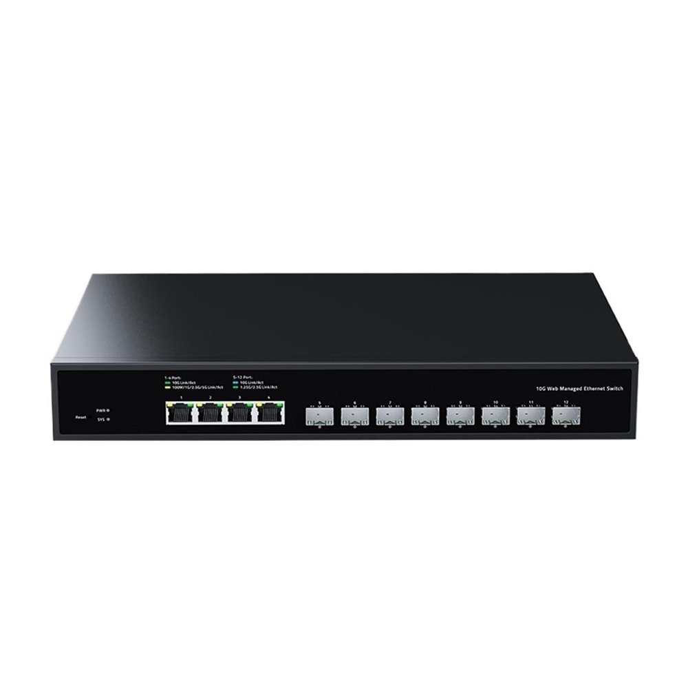 D3LX0Z1 12 Port 10G Web Managed Switch 10Gb Network Switch Networking Hub Internet Splitter with VLAN/LACP/SNMP/DHCP Client