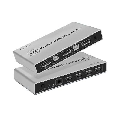 L6AS0F7 Dual-Port 2 Port Displayport KVM Switch 8K@60Hz USB DP Switch KVM DP Switcher USB KVM 4K@144hz Support Mouse&Keyboad Share(4K 60Hz,AU Power)