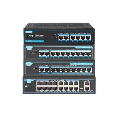 ZOZ03Y0 POE Switch 4/8/16 Ports 100/1000 Mbps Gigabit Network Ethernet 802.3 AF/at VLAN RJ45 Switch for IP Camera/Wireless AP/NRV(Yellow)