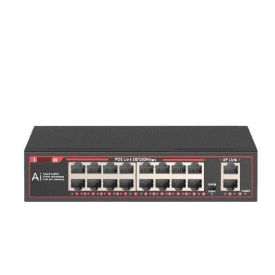 ZOZ03Y0 POE Gigabit Switch 18 Ports 100Mbps POE+1000Mbps Uplink Ethernet Switch 802.3 af/at Network Switch for IP Camera/Wireless AP/NRV(Switch with AU Plug)