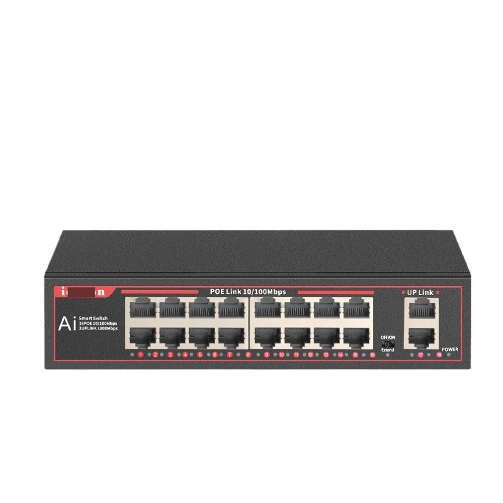 ZOZ03Y0 POE Gigabit Switch 18 Ports 100Mbps POE+1000Mbps Uplink Ethernet Switch 802.3 af/at Network Switch for IP Camera/Wireless AP/NRV(Switch with AU Plug)