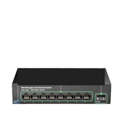 ZOZ03Y0 2.5GbE Managed Switch UK Plug, 8 Port 2.5GBASE-T Network Switch 10G SFP+ Slot Uplink Web Management QOS VLAN LACP Fanless(US Plug)