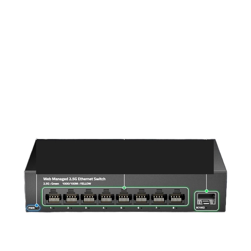 ZOZ03Y0 2.5GbE Managed Switch UK Plug, 8 Port 2.5GBASE-T Network Switch 10G SFP+ Slot Uplink Web Management QOS VLAN LACP Fanless(US Plug)