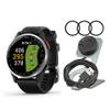Garmin Approach S44 GPS AMOLED Golf Smartwatch (Silver Aluminum Bezel, Black Silicone Band) Bundle with Focus Camera Portable Charger Stand and Focus Glass Screen Protector Film (3-Pack) (3 Items) view 1