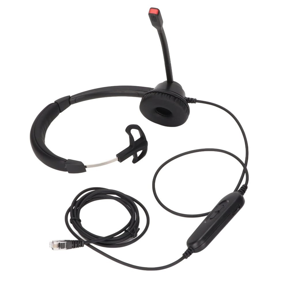 LICAEVEY RJ9 Single Ear Headset,Cell Phone Headset Customer Service Headset Fixed Line VOIP Phone Headset with Mic Mute Speaker Volume Adjustment for Telemarketing Call Center
