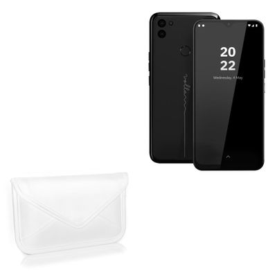 BoxWave Case Compatible with Volla Phone 22 - Elite Leather Messenger Pouch, Synthetic Leather Cover Case Envelope Design - Ivory White