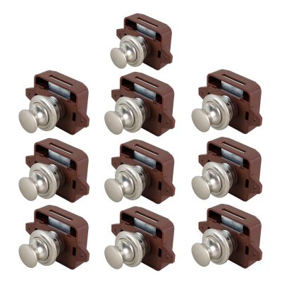QXCIVR 5/10pcs 26mm Camper Car Push Button Latch Locks, Cabinet Lock Door RV Catch Knobs Furniture Drawer Locks Furniture Hardware(Brown 10pcs 26mm)