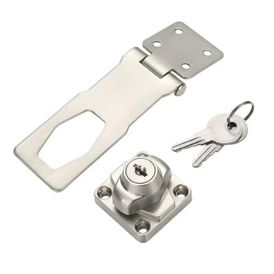 QXCIVR Zinc Alloy Keyed Hasp Lock Punch-Free Burglarproof Home Office Security Buckle Shed Cupboard Drawer Cabinet Wooden Door Lock(2.5 inch-Silver)