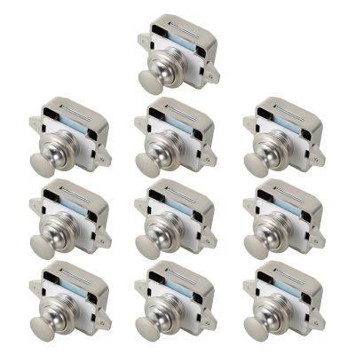 QXCIVR 5/10pcs 26mm Camper Car Push Button Latch Locks, Cabinet Lock Door RV Catch Knobs Furniture Drawer Locks Furniture Hardware(White 10pcs 26mm)