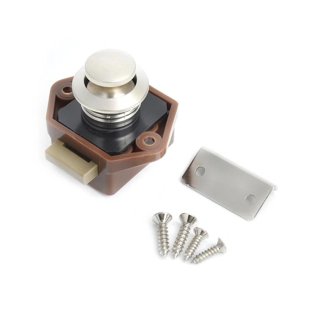 QXCIVR 20 Pieces RV Lock Push Lock for Camper Car RV Yacht Push Locks Furniture Cabinet Door Lock Hardware Safety Drawer Lock(Carlock002-Brown)