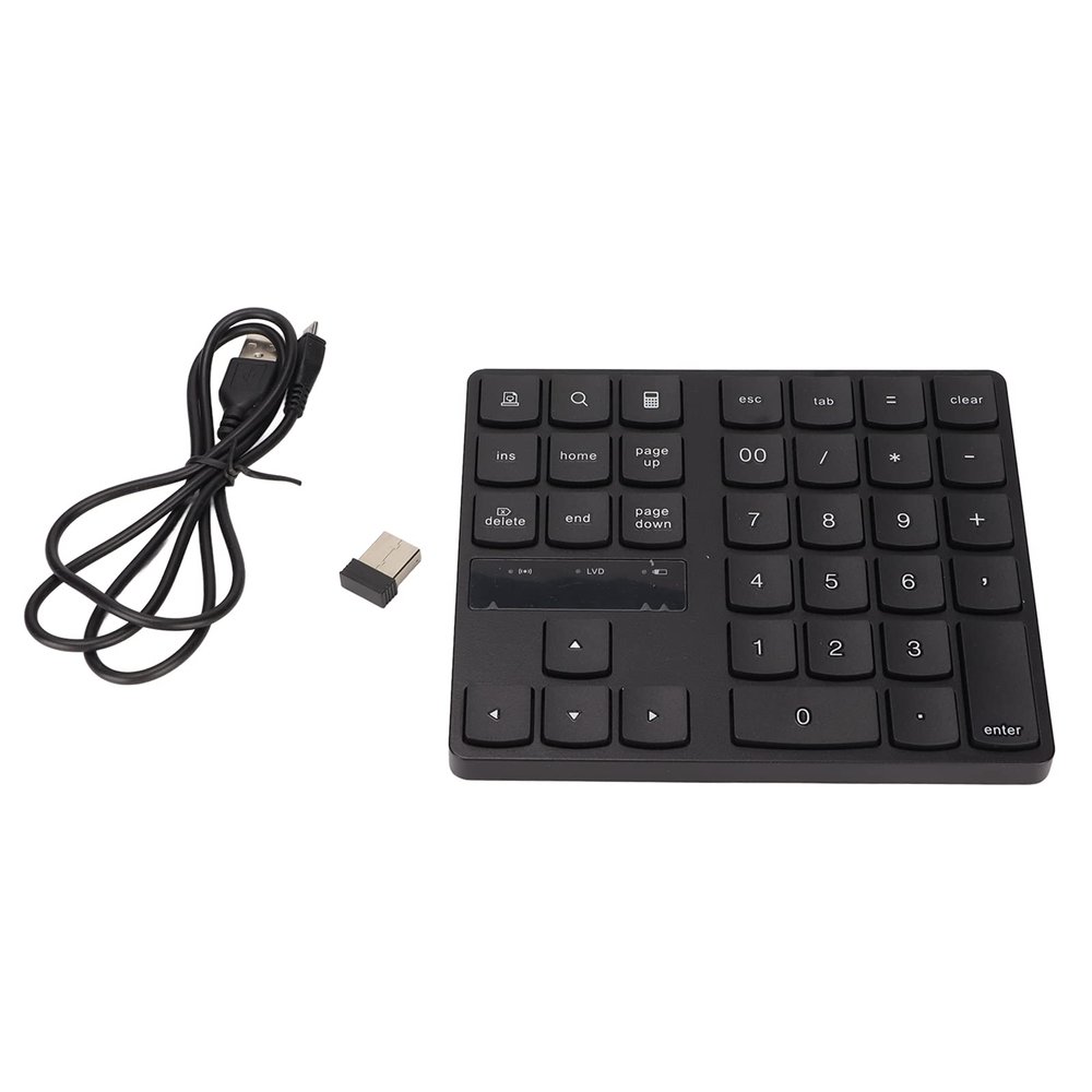 NOENNULL Wireless Number Pad 35 Keys Numeric Keypad 2.4G Wireless Ergonomic Design Silent Rapid Rebound One Handed Gaming Keyboard for Home