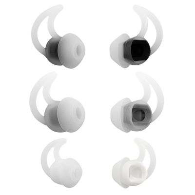 3 Pairs Replacement Eartips Silicone Ear Buds Tips S/M/L 3 Size Earbud Tips Set Compatible with Bose QC20 QC20i QC30 IE2 SoundSport IE3 SIE2i Earphone Rubber Ear Tips (White)